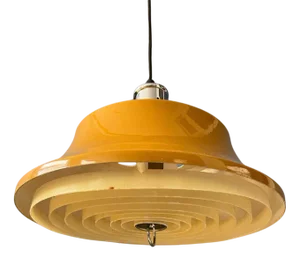 Mid-Century Yellow Metal Pendant Light