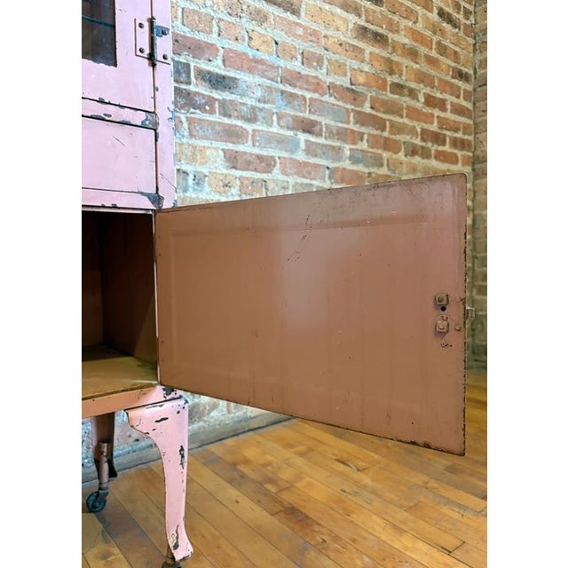 Vintage Pastel Pink Industrial Medical Rolling Cabinet For Sale - Image 15 of 17