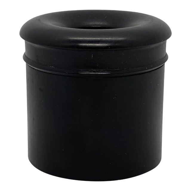 1900s Edwardian English Ebony Wood Vanity Hair Receiver For Sale