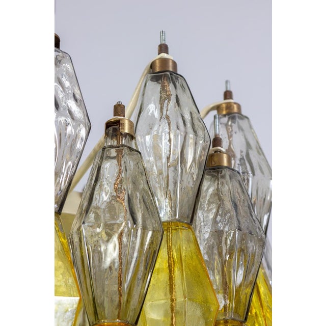 Yellow and Clear Poliedri Chandelier by Carlo Scarpa for Venini, 1980s For Sale - Image 10 of 17
