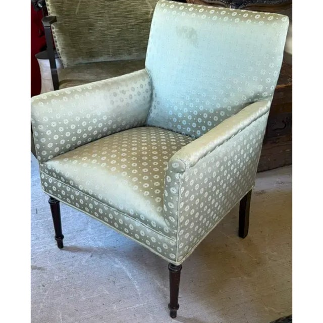 English Regency Deep Seated Howard and Sons Style Library Arm Chair For Sale - Image 3 of 10