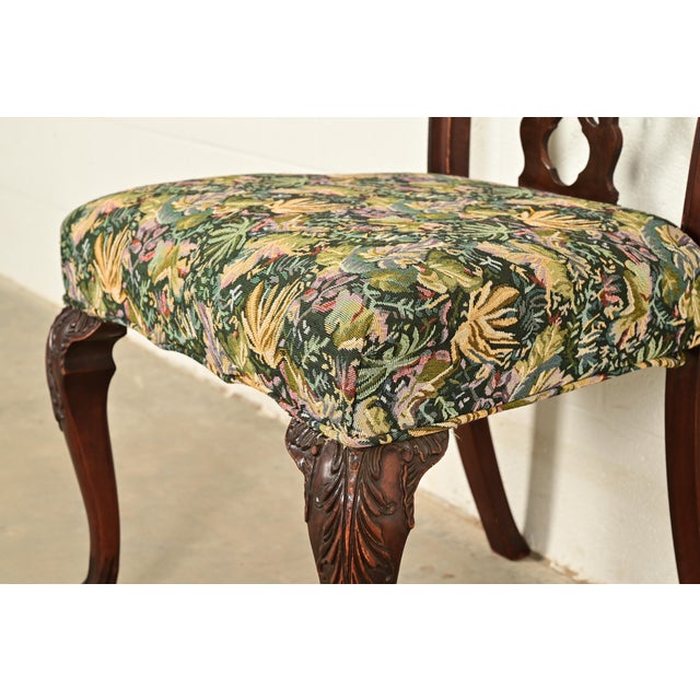 Romweber Antique Chippendale Carved Mahogany Dining Chairs, Set of Four For Sale - Image 9 of 13