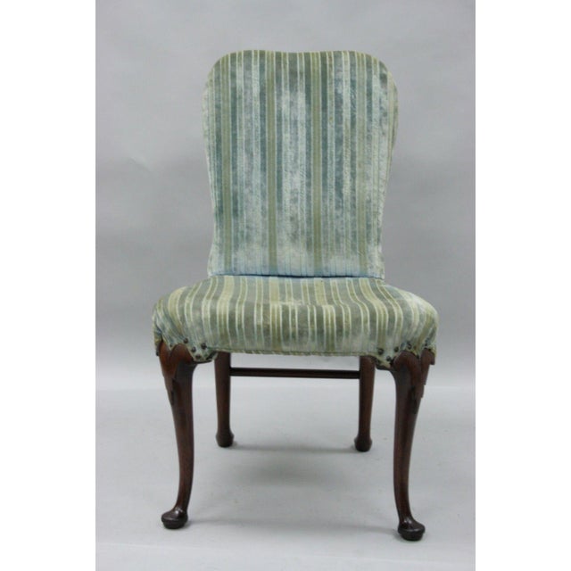 Antique Mahogany Wood Queen Anne Style Upholstered Dining Side Desk