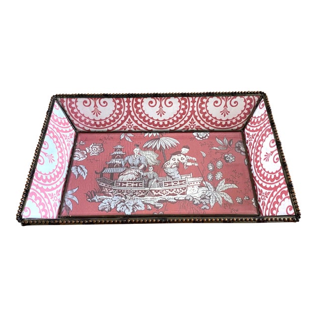 Chinoiserie Glass Tray For Sale