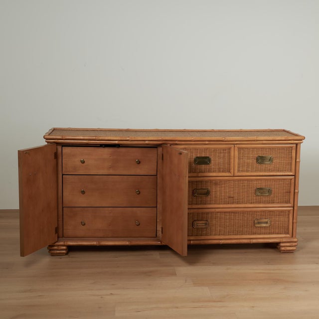 Vintage Faux Bamboo and Wicker Cabinet Chest by American of Martinsville For Sale In West Palm - Image 6 of 16