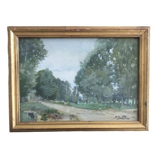 Joseph Mittey, Petit chemin boisé, 1922, Gouache & Watercolor on Paper, Framed For Sale