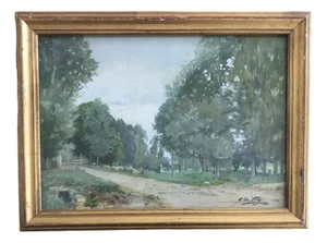 Joseph Mittey, Petit chemin boisé, 1922, Gouache & Watercolor on Paper, Framed