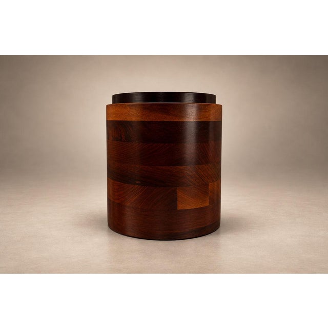 1960s Brazilian Modern Taqueado Ice Bucket in Imbuia & Pau Marfim by Tropic-Art For Sale - Image 12 of 18