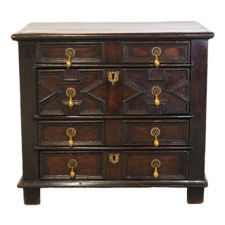 Small 17th Century Charles II Joined Oak Chest of Drawers For Sale