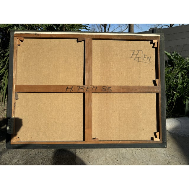 Henri Ren, Expressionist Portrait, 1983, Oil on Canvas, 130cm x 98cm For Sale - Image 6 of 6