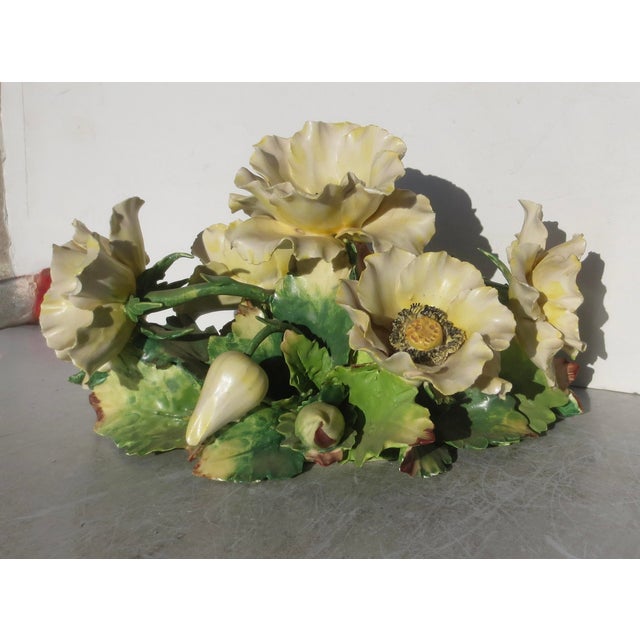 Mediterranean 1990s Italian Ceramic Floral Bouquet For Sale - Image 3 of 9