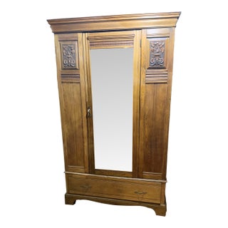 Early 20th Century Oak Edwardian Armoire For Sale