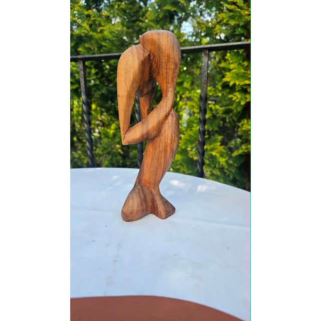 Modern Figure of the Thinker in Afromosia African Teak, Gambia, 1970s For Sale - Image 3 of 8