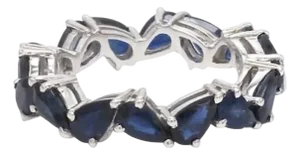 Natural 4.04 cts blue sapphire zig zag ring in 18k gold