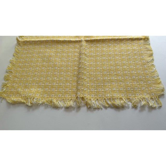 1980s Homespun Buttercup & White Fringed Cotton Napkins- Set of 6 For Sale - Image 17 of 18