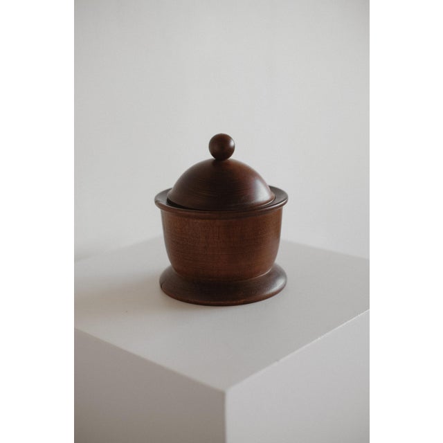 Brown Handcrafted Wooden Storage Jar For Sale - Image 8 of 8
