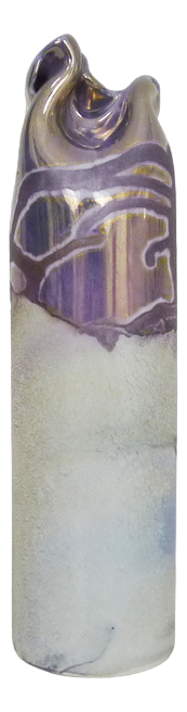 Iridescent Purple Pink Ceramic Vase by Joseph Bougère, 1989
