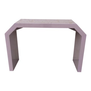 Vintage Karl Springer Style Console Lilac Lacquered Console Table or Desk For Sale