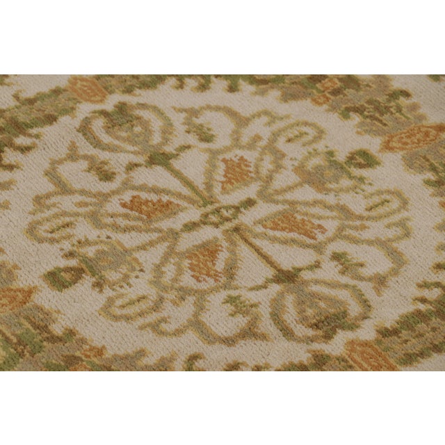 Traditional Antique Spanish Rug in Green and Beige With Medallion Pattern | Rug & Kilim For Sale - Image 3 of 8