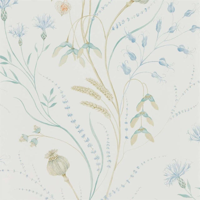Sanderson Summer Harvest Wallpaper in Cornflower/Wheat - a Sample For Sale