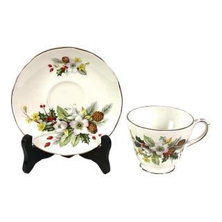 Early 20th Century Duchess-“Winter”-English Bone, China, Teacup and Saucer For Sale