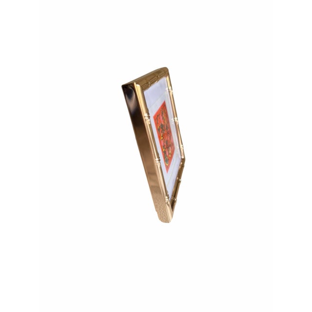 Hermès Authentic Original Vintage 1980's Hermès “Le Bal Masqué” Scarf Art Advertisement Print in Gold Faux Bamboo Frame For Sale - Image 4 of 10