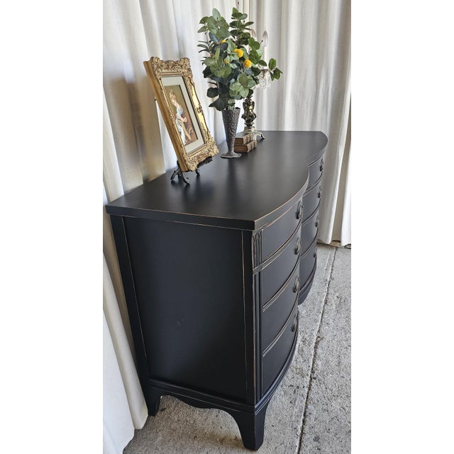 Shabby Chic Vintage Black Dresser, Drexel, 1950's For Sale - Image 3 of 16