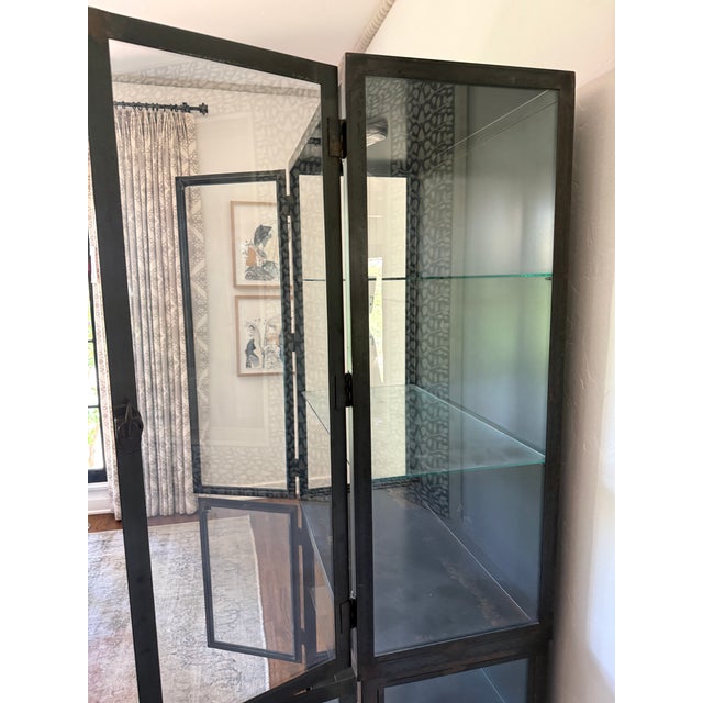 Metal Industrial Iron & Glass Display Cabinet For Sale - Image 7 of 11