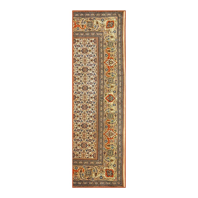 Vintage Persian Tabriz Taba Tabai Wool 3x10 Orange & Ivory Handmade Runner Rug #1144062 For Sale