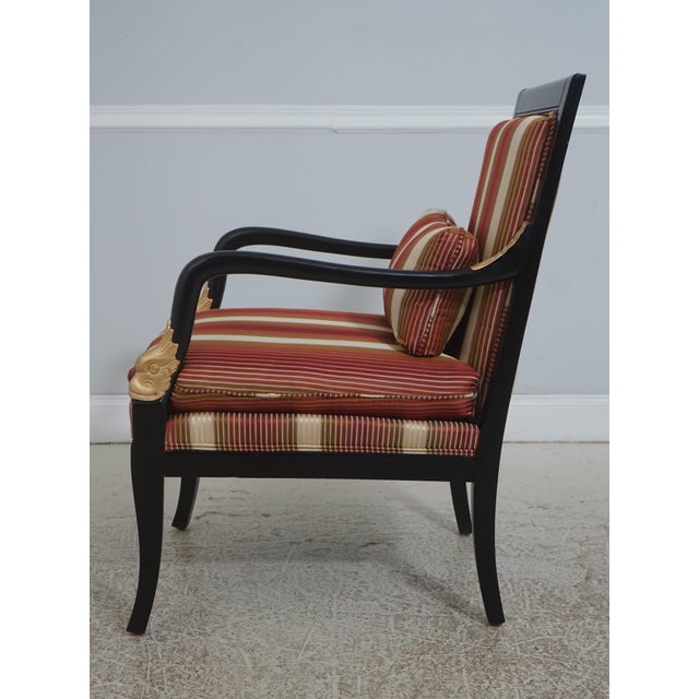 Neoclassical Pair Neoclassical Dolphin Carved Arm Black Chairs For Sale - Image 3 of 18