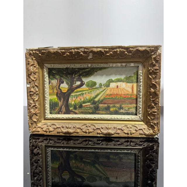 Early 20th Century Vintage Miniature French Country Painting For Sale - Image 5 of 15