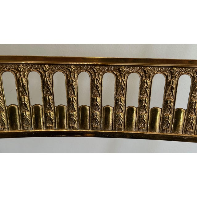Brass 1940s Pair of neoclassical brass chairs attributed to Maison Jansen For Sale - Image 8 of 12