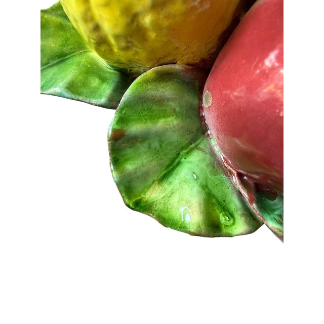Vintage 20th Century Italian Majolica Ceramic Fruit Basket Centerpiece by Cottura For Sale - Image 9 of 14