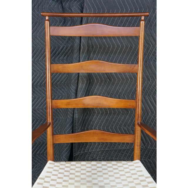 Early 20th Century Antique Shaker Style Maple Ladderback Elder's High Back Arm Chair Woven Seat For Sale - Image 5 of 18
