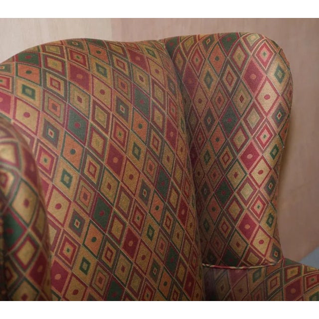 Textile Vintage Wingback Armchair with Claw & Ball Feet and Kilim Style Upholstery For Sale - Image 7 of 18