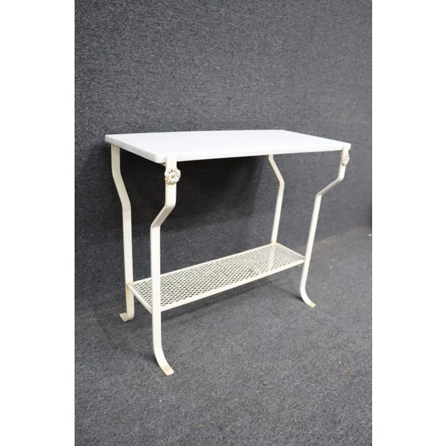 French French Marble & Wrought Iron Console For Sale - Image 3 of 8