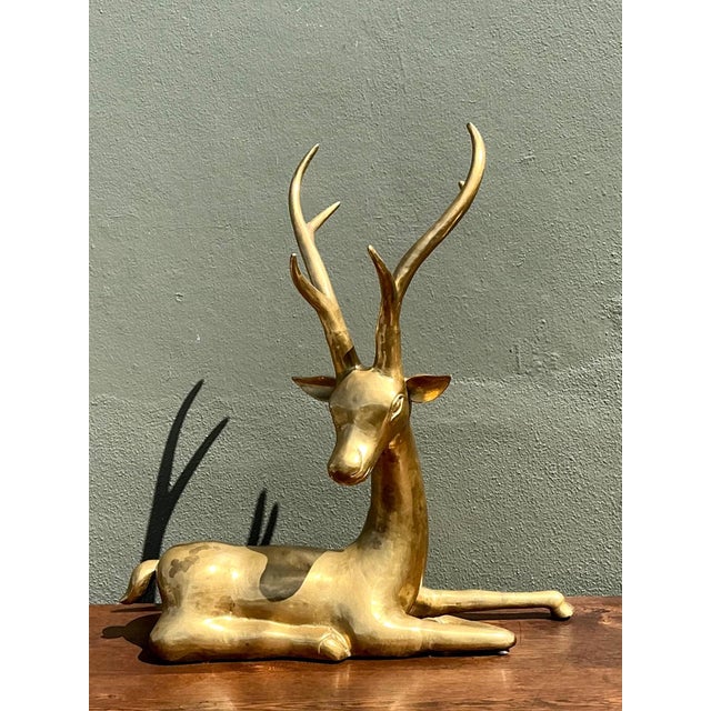 Vintage Brass Deer Sculpture For Sale - Image 13 of 16
