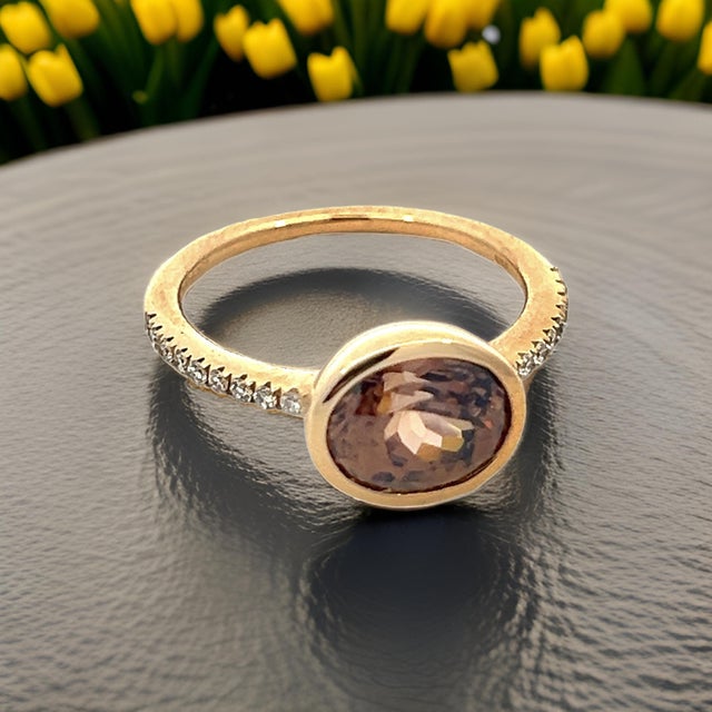 Traditional Natural Zircon Diamond Ring Size 6.5 14k Y Gold 3.52 TCW Certified For Sale - Image 3 of 18