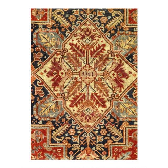 Traditional Pasargad DC Rust Fine Hand Knotted Persian Serapi Design Rug For Sale - Image 3 of 4