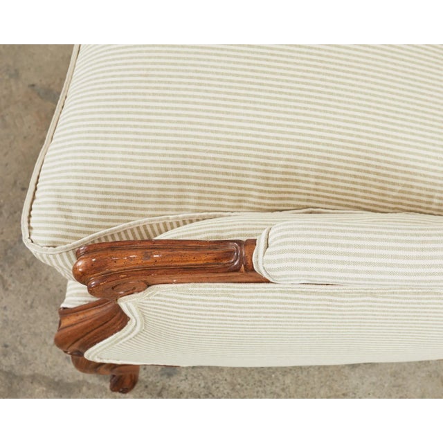 Pair of Country French Provincial Walnut Carved Armchairs For Sale - Image 9 of 13