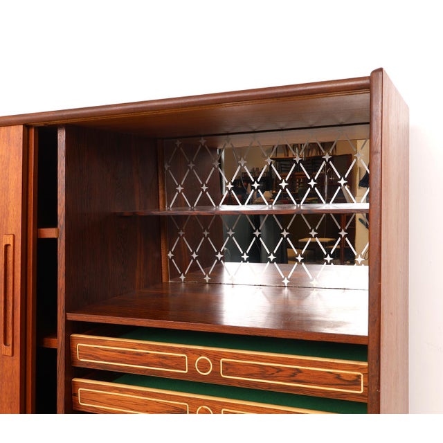 Brown Danish Teak Highboard with Bar Section, 1960s For Sale - Image 8 of 16