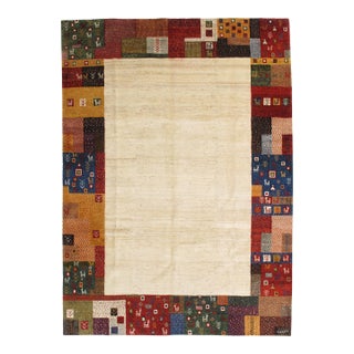 Vintage Hand-Knotted Persian Gabbeh Rug 7'3" X 10'1" For Sale