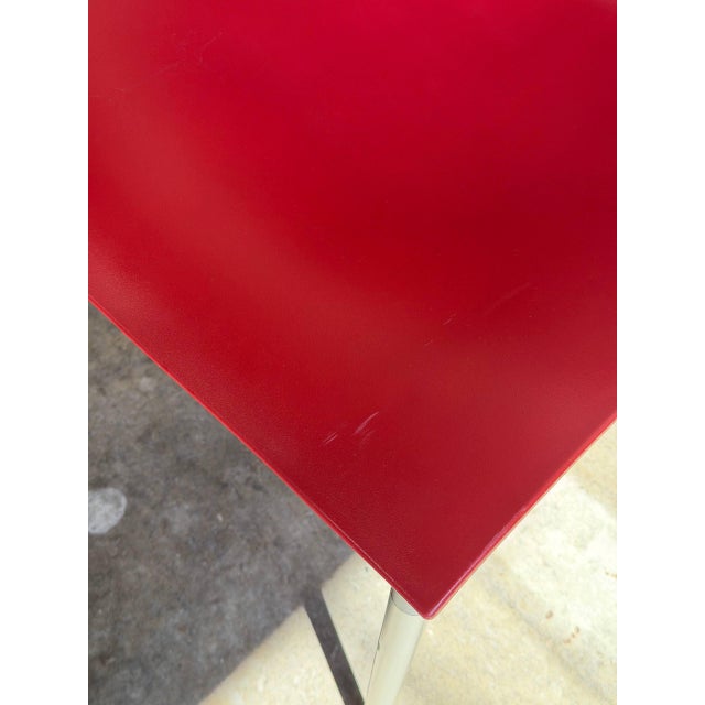 Philippe Starck Red Stacking Chairs Set of 6 Molded Plastic and Aluminum 1990s For Sale - Image 11 of 14