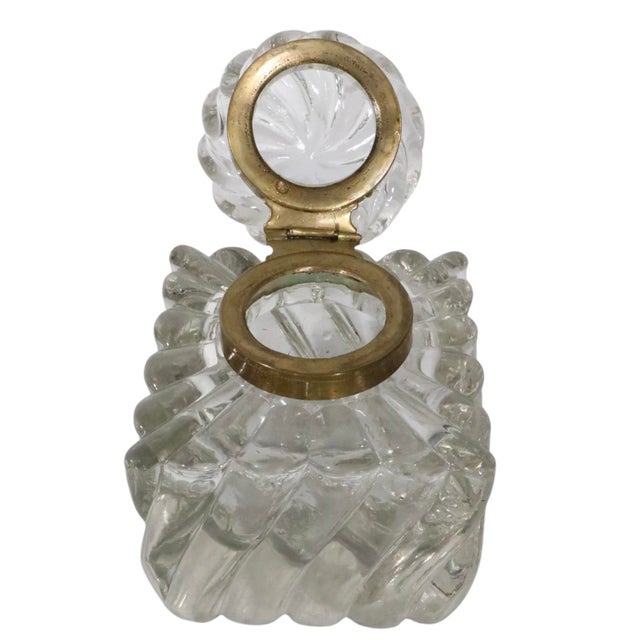 Metal Antique 19th Century Swirl Pattern Inkwell After Baccarat For Sale - Image 7 of 10