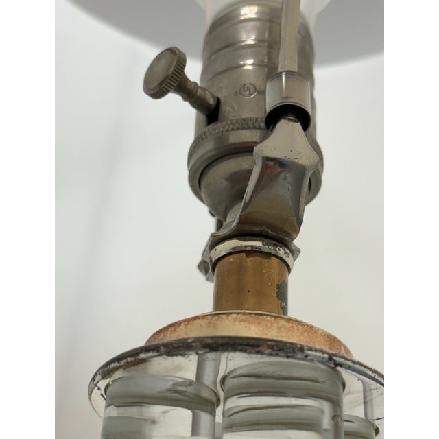 Glass Restoration Hardware Glass Column Table Lamp For Sale - Image 7 of 12