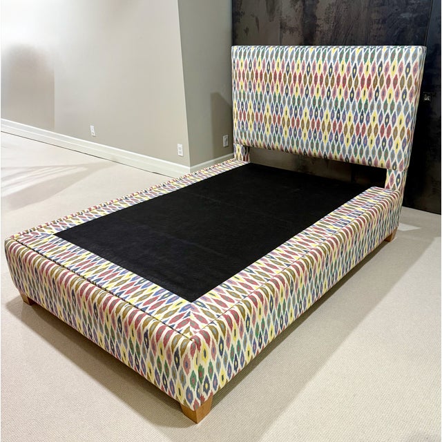 Transitional Full Size Custom Quatrain Bed Covered in Schumacher Fabric For Sale - Image 3 of 6