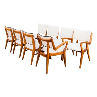 Restored 1950s Brown Saltman Solid Mahogany Dining Chairs in Edelman Leather For Sale