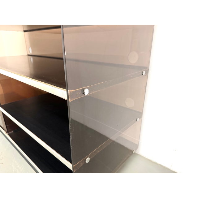 Smoked Acrylic Glass and Aluminum Hi-Fi Cabinet by Eric Maville, France, 1970s For Sale - Image 17 of 18
