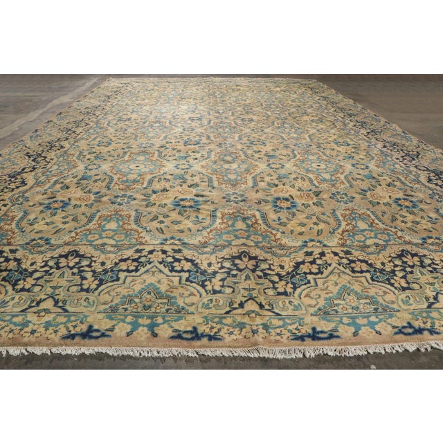 76504 Vintage Persian Yazd Rug,10'00 X 16'03. Yazd rugs, originating from the central Iranian city of Yazd, are esteemed...