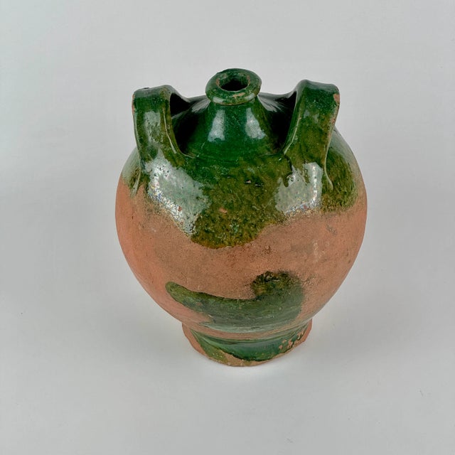 Mid 19th Century 19th Century French Green Glazed Pottery Jug With Dual Handles For Sale - Image 5 of 8